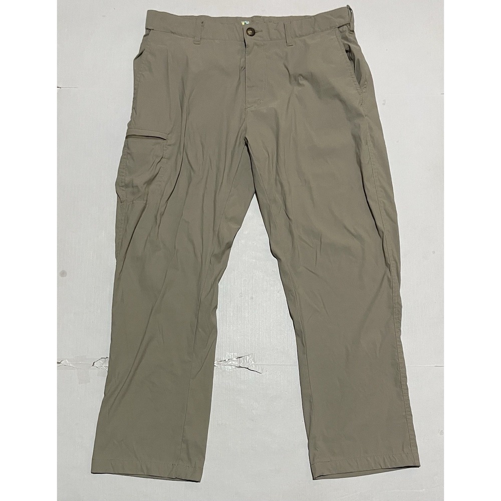 UB Tech Beige Tan Gray Nylon Utility Pants 36 X 29 Khaki Cargo Classic‎